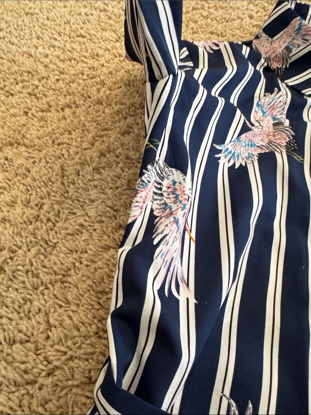 L.A. Soul Womens Navy Striped Button-Front Shirt Dress Cover-up Crane Print, M - Picture 6 of 14